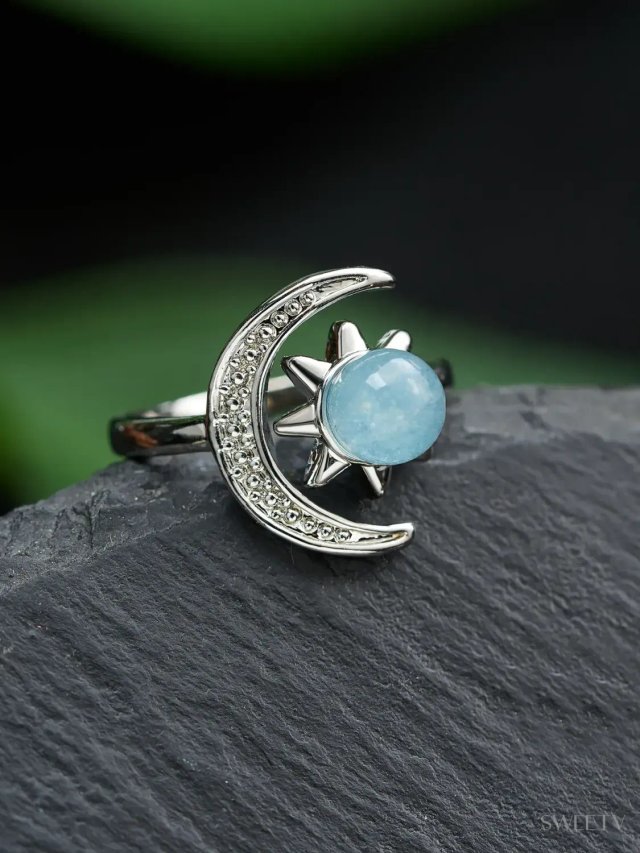 SV Opal Celestial Harmony Sun Moon Ring-Rings | SWEETV SV Opal Celestial Harmony Sun Moon Ring-Rings | SWEETV