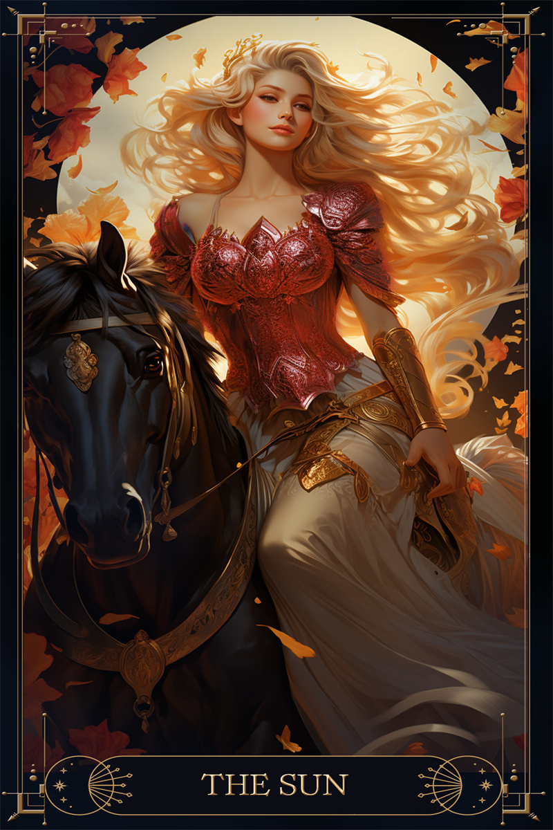 The woman with blonde hair is riding a horse.