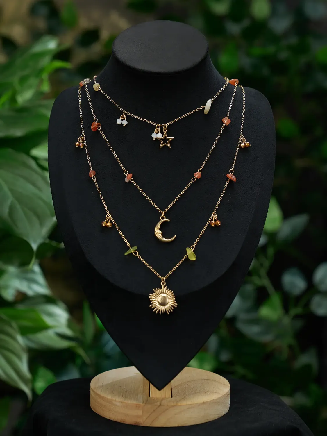 SV Celestial Sun Moon Star Layered Necklace