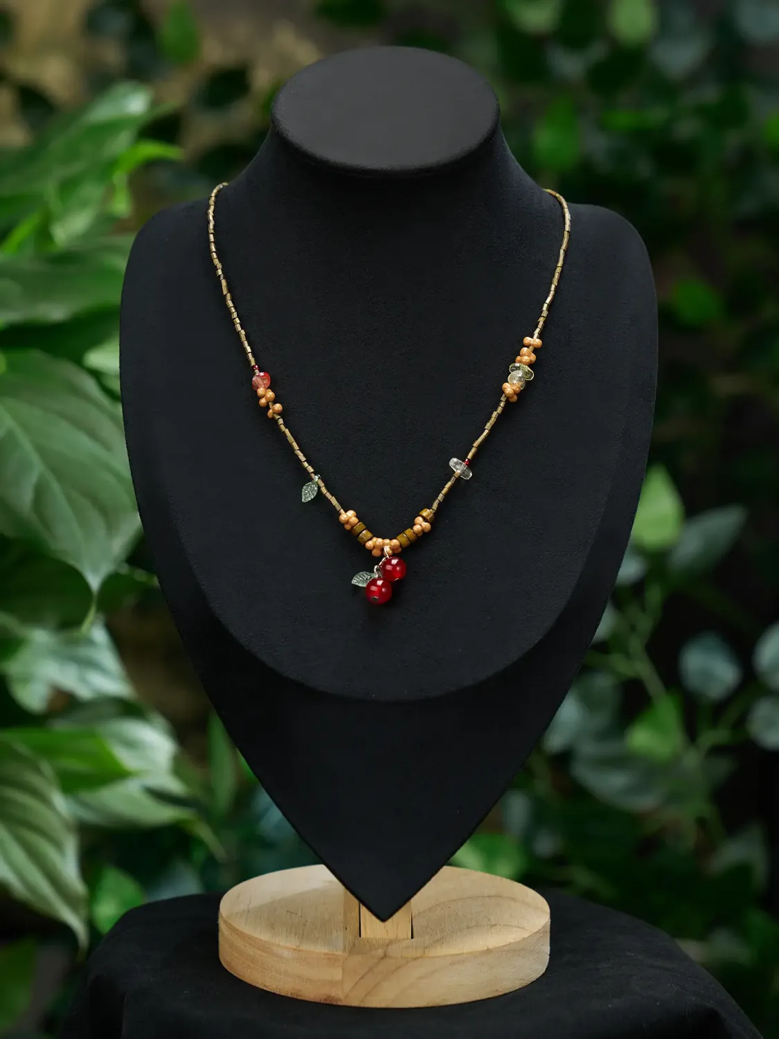 SV Sweet Cherry Charm Beaded Necklace