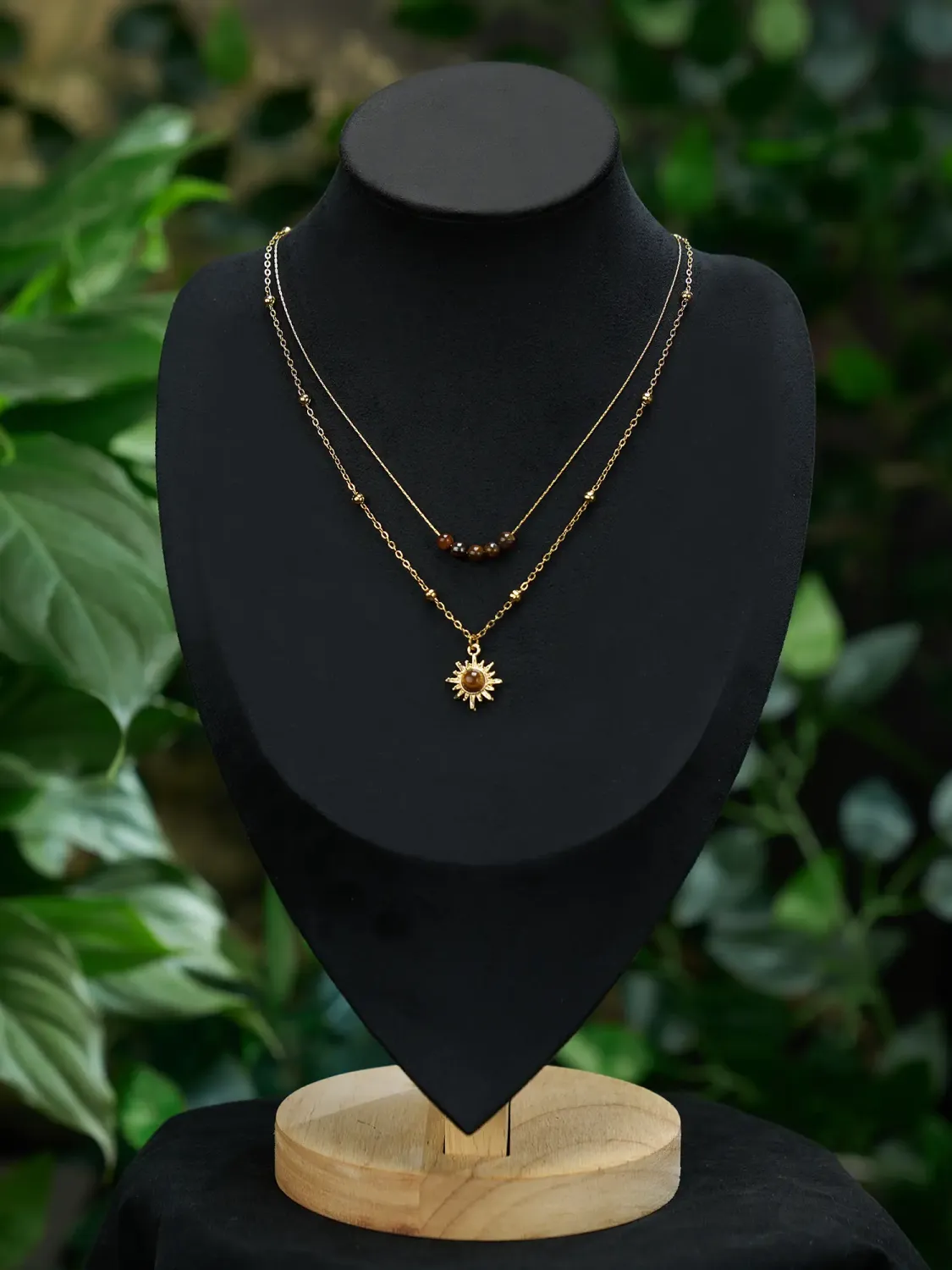 SV Bohemian Sunburst Layered Pendant Necklace
