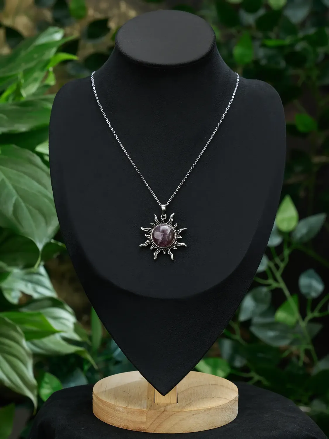 SV Mystic Amethyst Sunburst Pendant Necklace