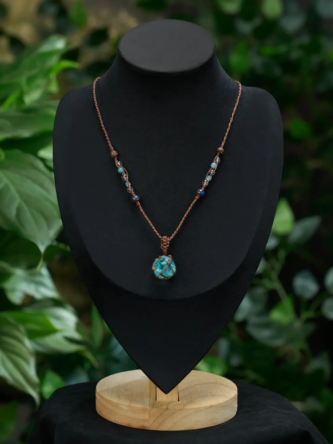 SV Bohemian Macrame Green Fluorite Necklace