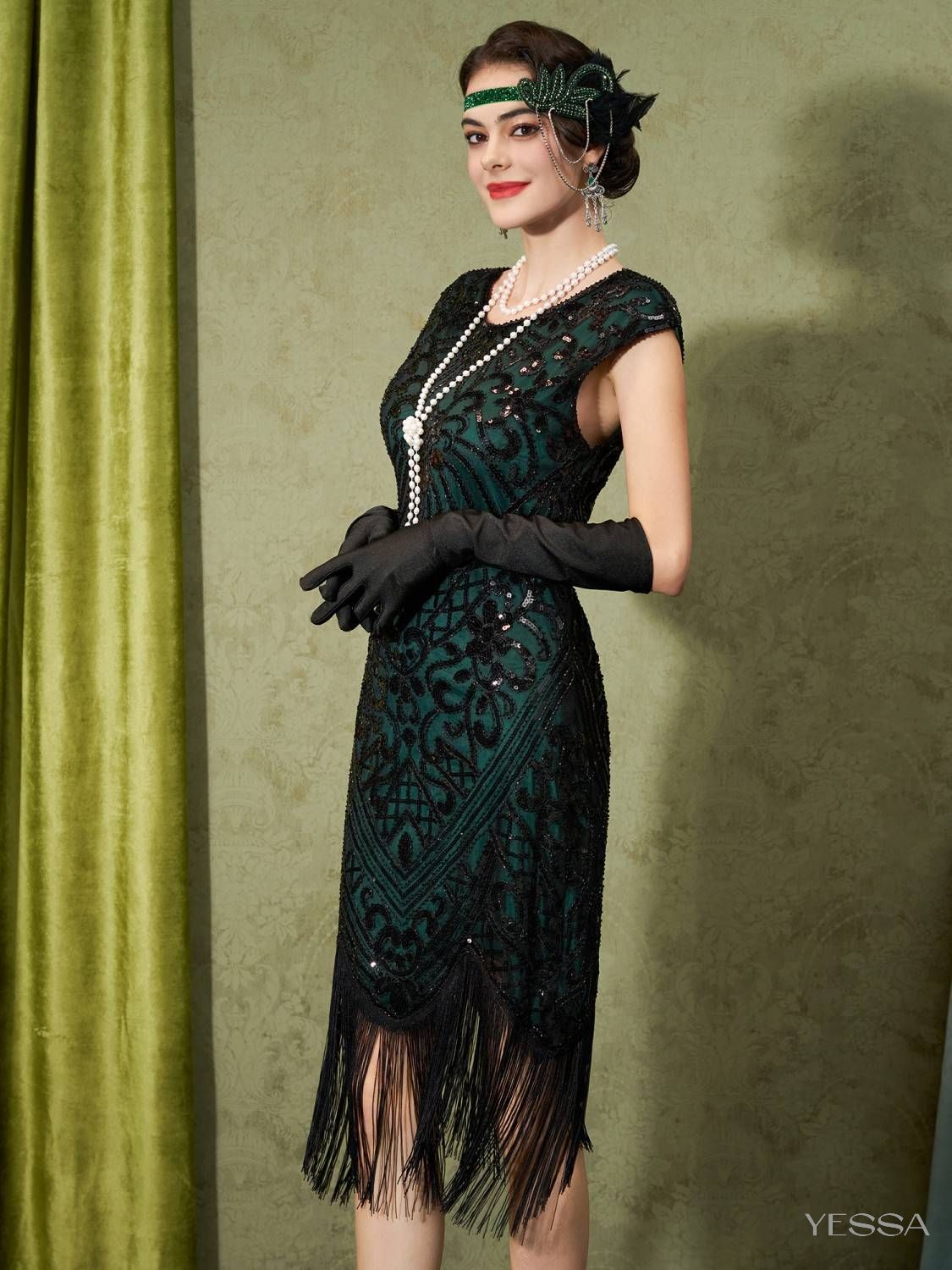 slim fit dress slacks Green Flapper Dress – ModCloth main image 0