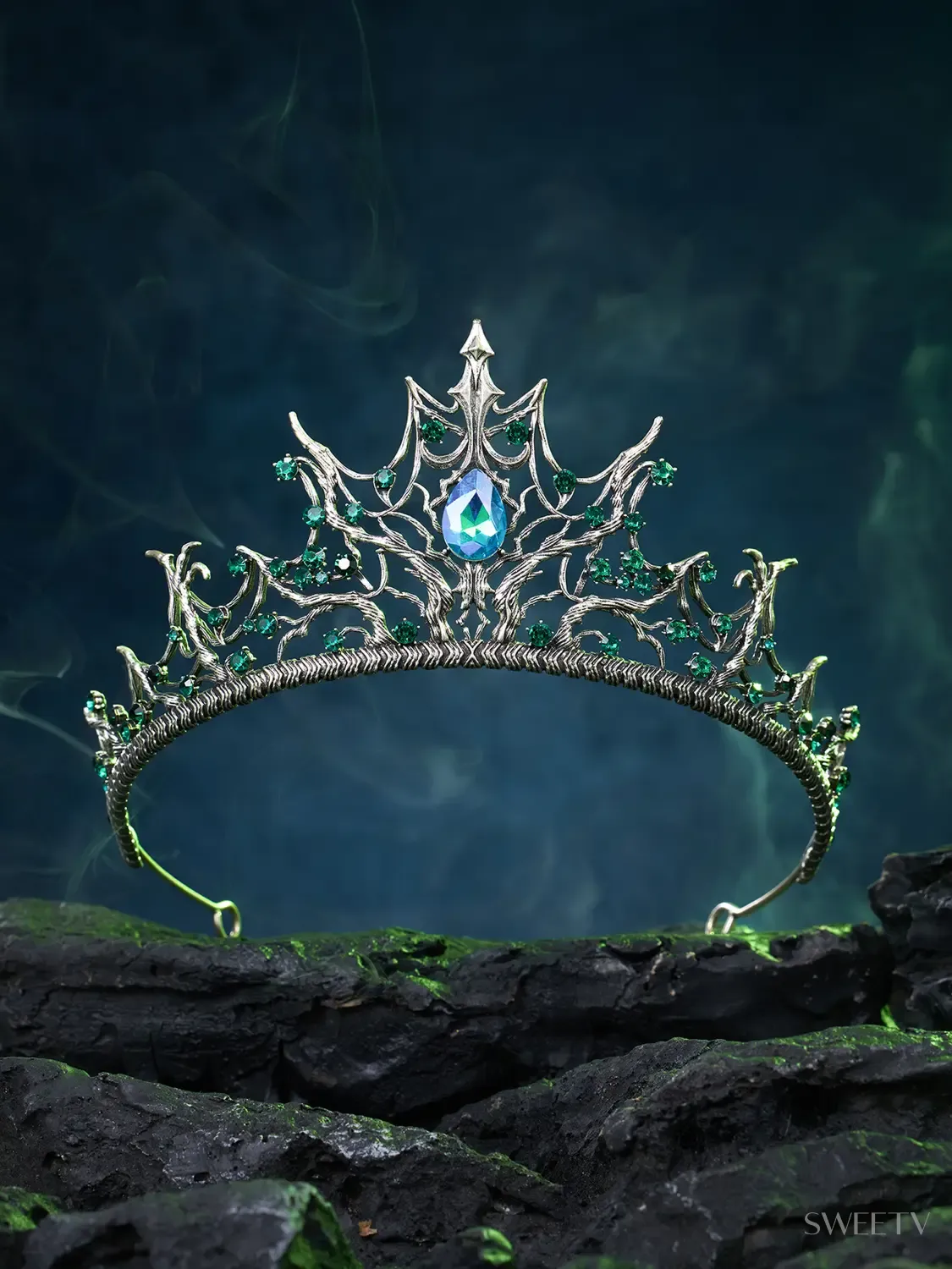 SV Antique Silver Widow's Web Halloween Tiara-Crowns & Tiaras | SWEETV