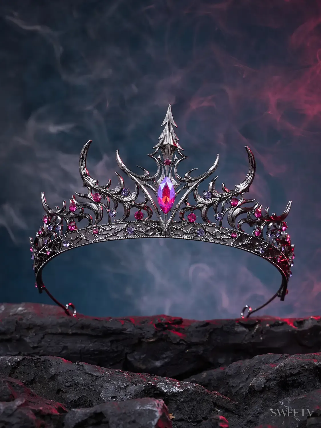 SV Grey Black Witch Halloween Tiara-Crowns & Tiaras | SWEETV