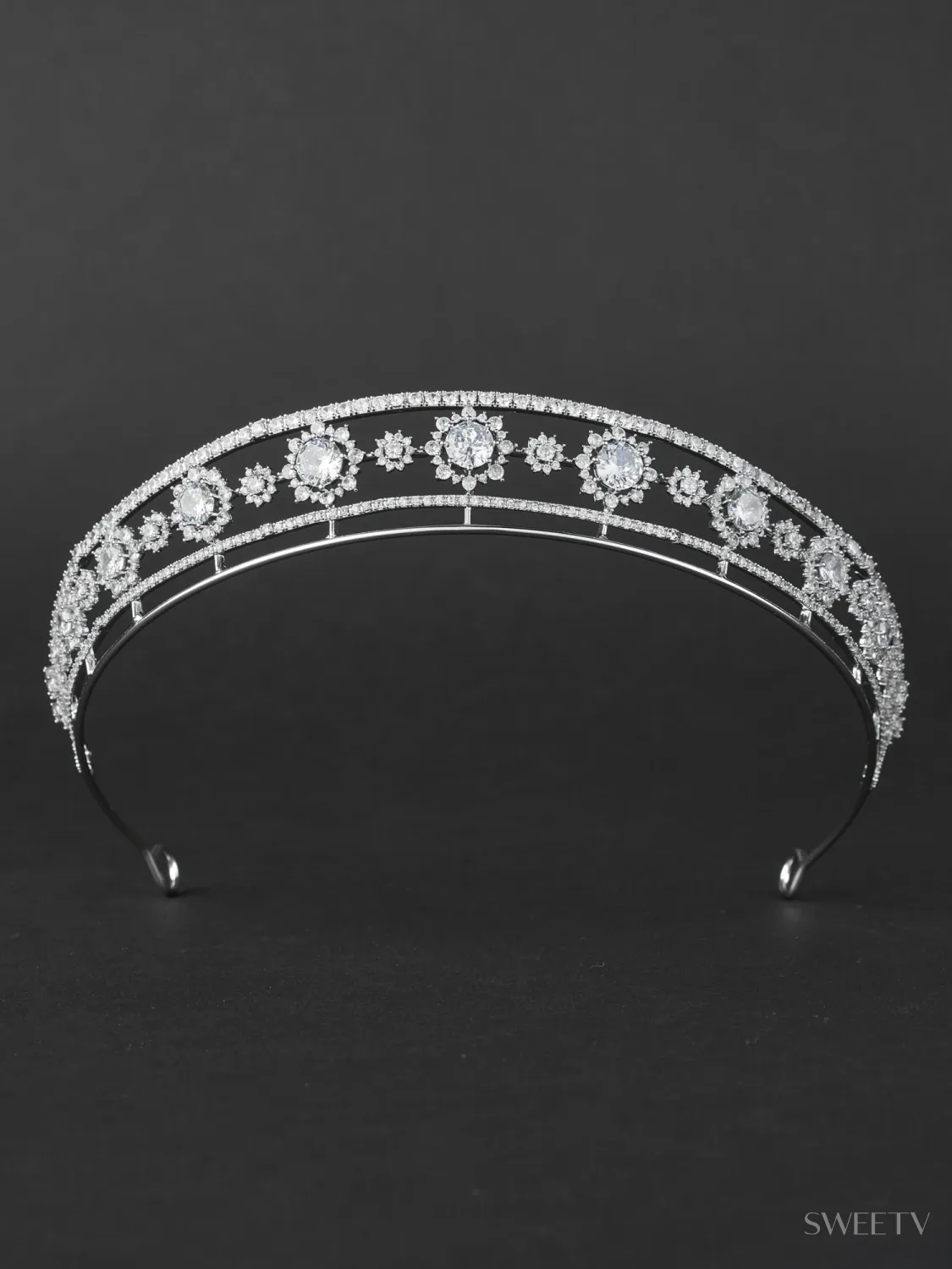 SV Hazel Cubic Zirconia Tiara-Crowns & Tiaras | SWEETV