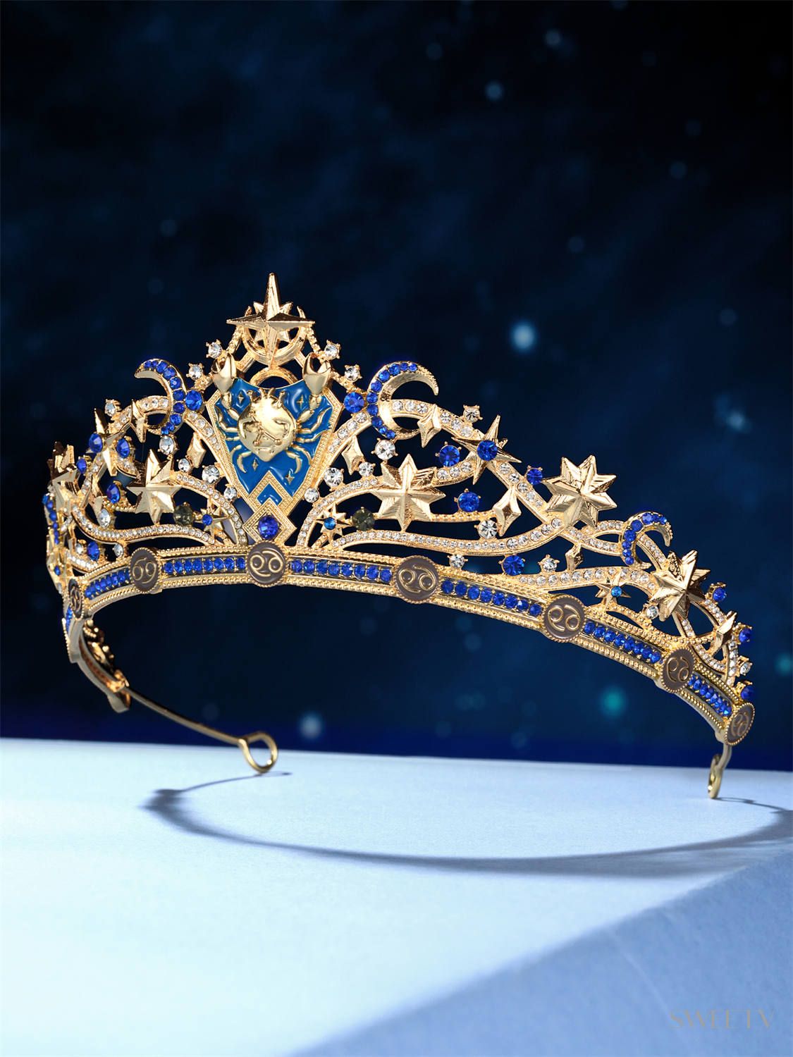 SV Sapphire Cancer Zodiac Tiara-Crowns & Tiaras | SWEETV