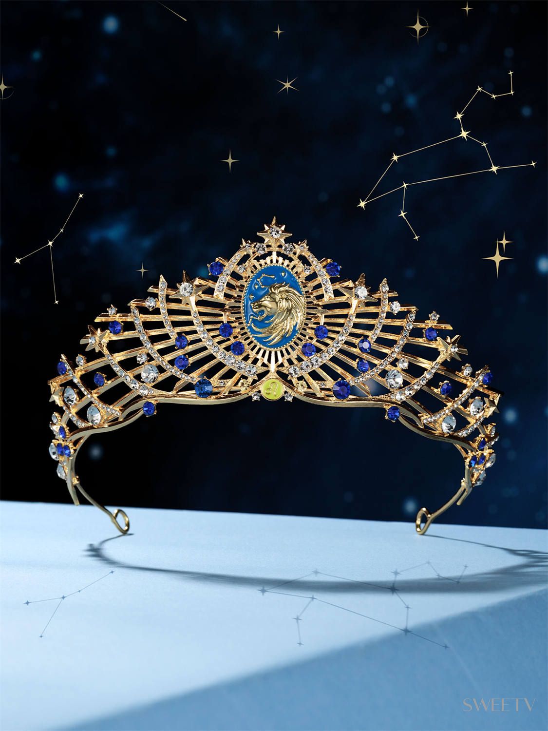 SV Sapphire Leo Zodiac Tiara-Crowns & Tiaras | SWEETV
