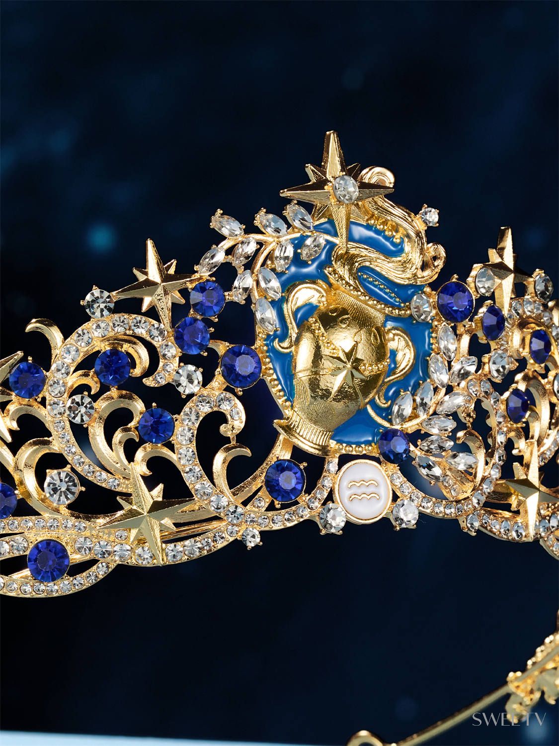 Tiara① SV Sapphire Aquarius Zodiac Tiara-Crowns & Tiaras | SWEETV