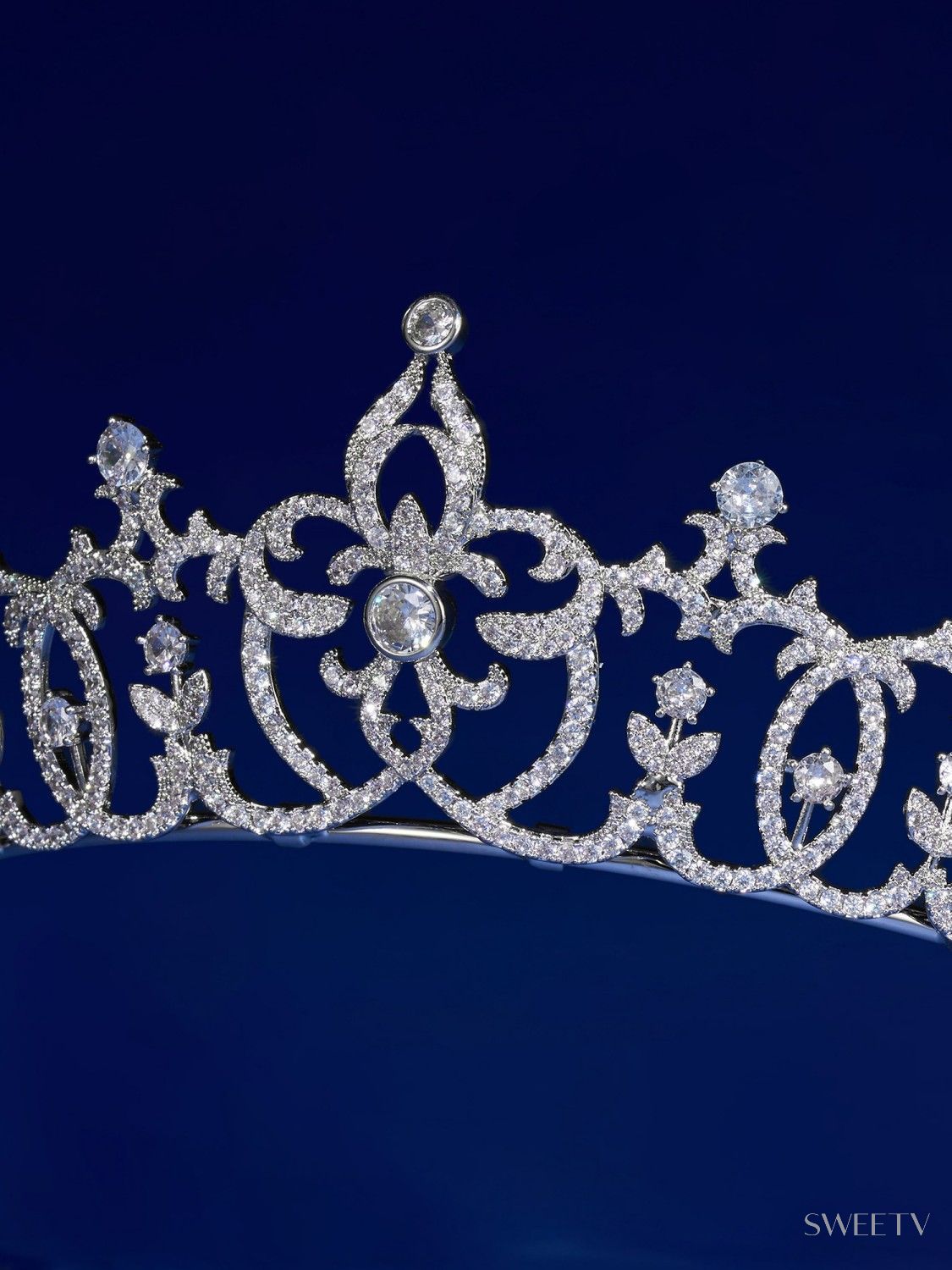 SV Adelaide Regal Cubic Zirconia Tiara-Crowns & Tiaras | SWEETV