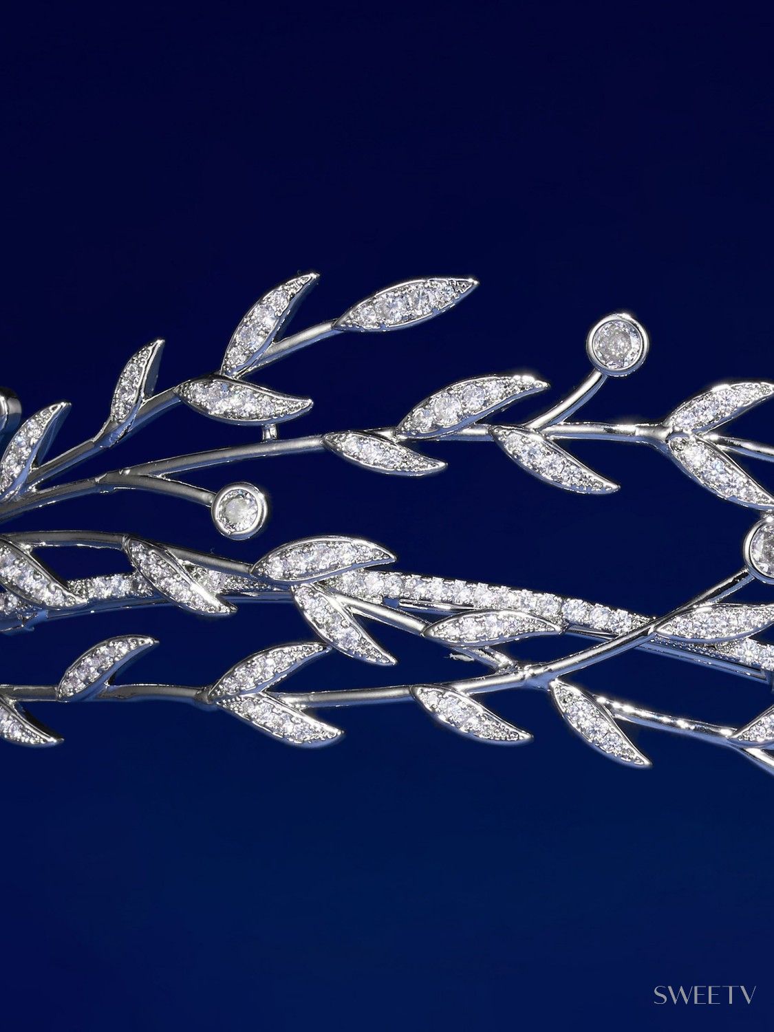 SV Isla Laurel Vine Zircon Tiara-Crowns & Tiaras | SWEETV