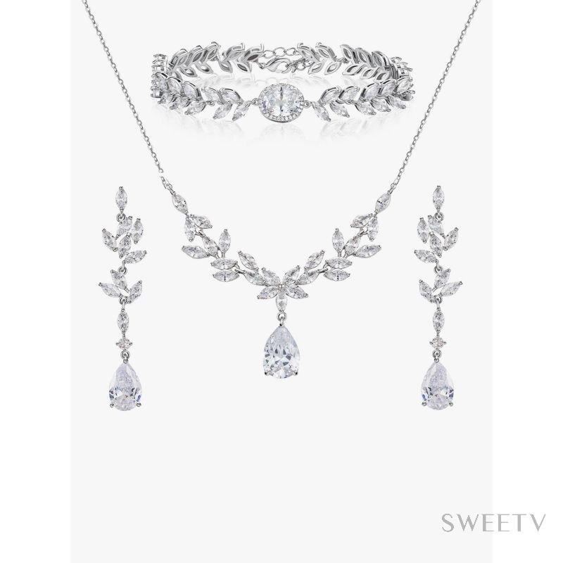 SWEETV Bridal Wedding Jewelry Set 34.99 Jewelry Sets SWEETV
