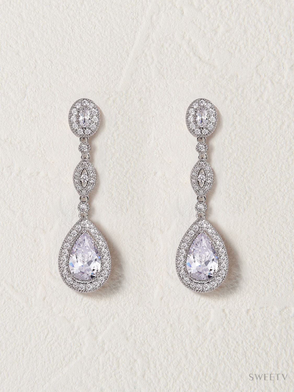 SV Cubic Zirconia Teardrop Earrings $20.99 Earrings- SWEETV