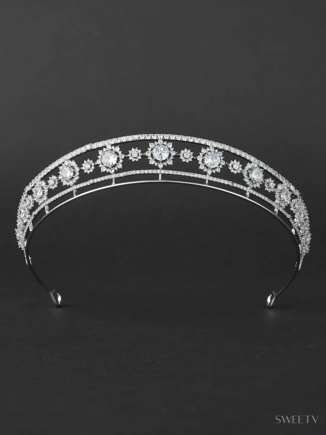 SV Hazel Cubic Zirconia Tiara-Crowns & Tiaras | SWEETV