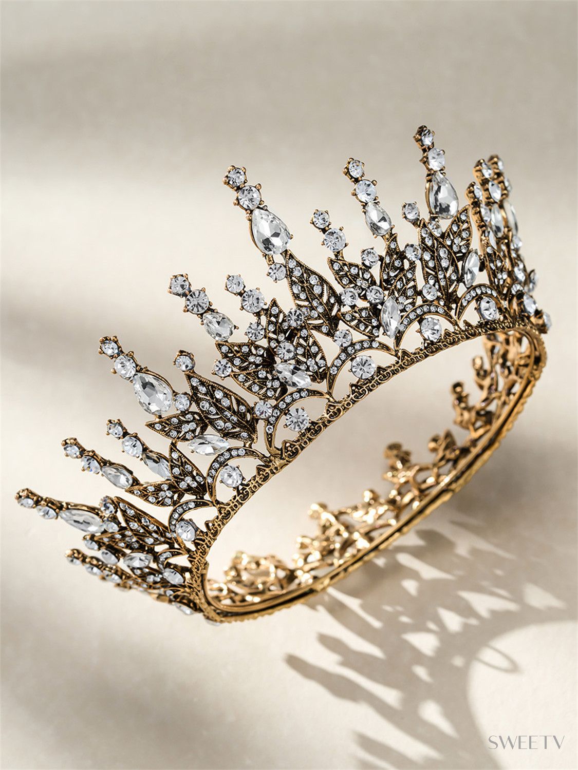 SV Antique Silver Alexandra Queen Crown-Crowns & Tiaras | SWEETV