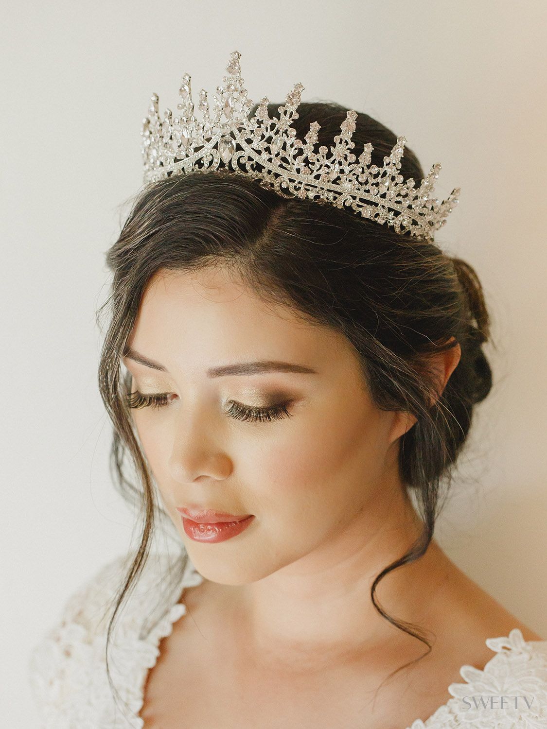 SV Silver Audrey Wedding Tiara-Crowns & Tiaras | SWEETV