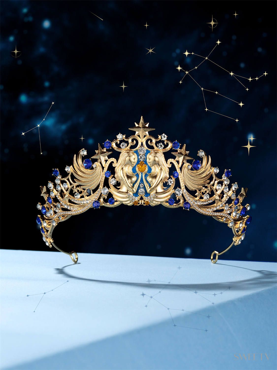 SV Sapphire Gemini Zodiac Tiara-Crowns & Tiaras | SWEETV