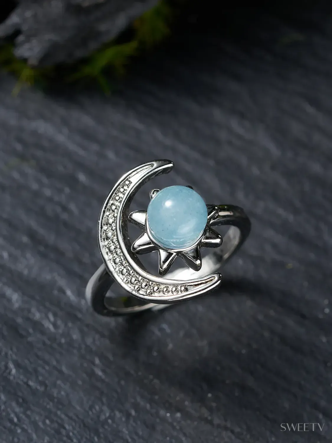 SV Opal Celestial Harmony Sun Moon Ring-Rings | SWEETV