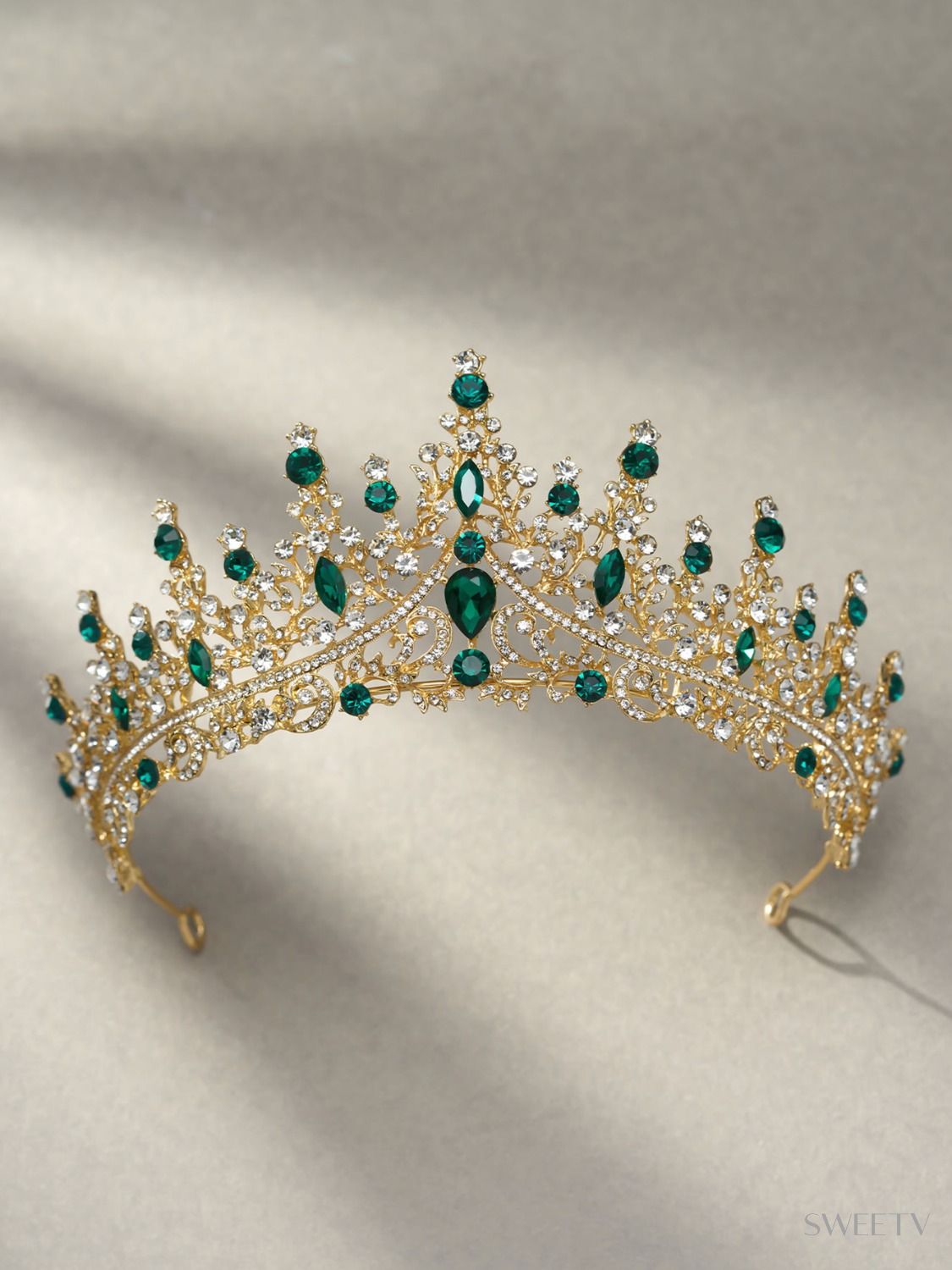 SV Silver Audrey Wedding Tiara-Crowns & Tiaras | SWEETV