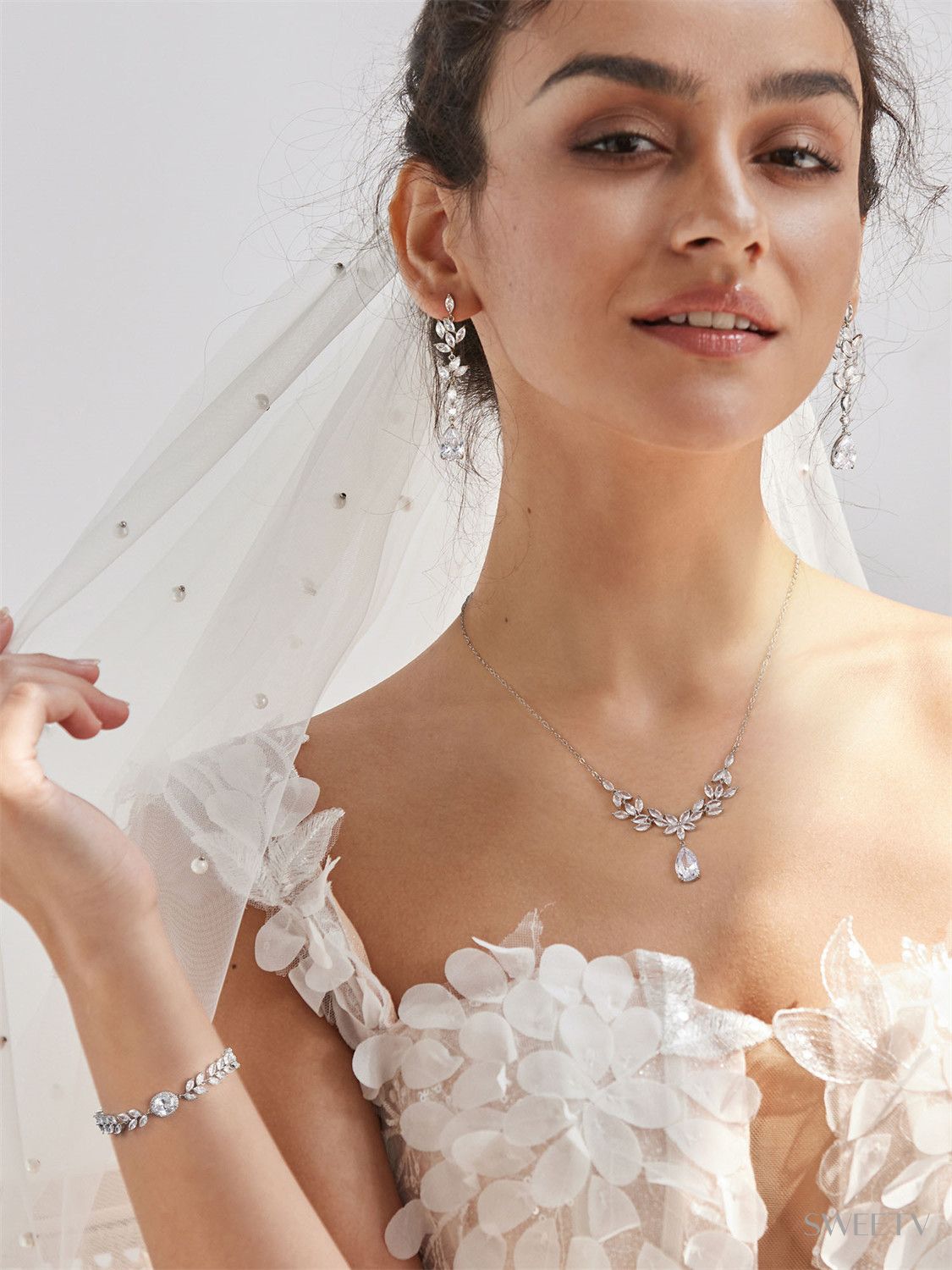 SV Cubic Zirconia Bridal Jewelry Set-Jewelry Sets | SWEETV